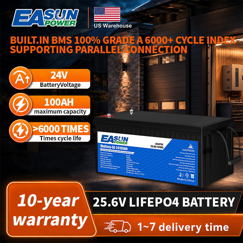 Grid Tie Inverter Limiter 2000W - EASUN POWER 24V LiFePO4 Battery 100AH