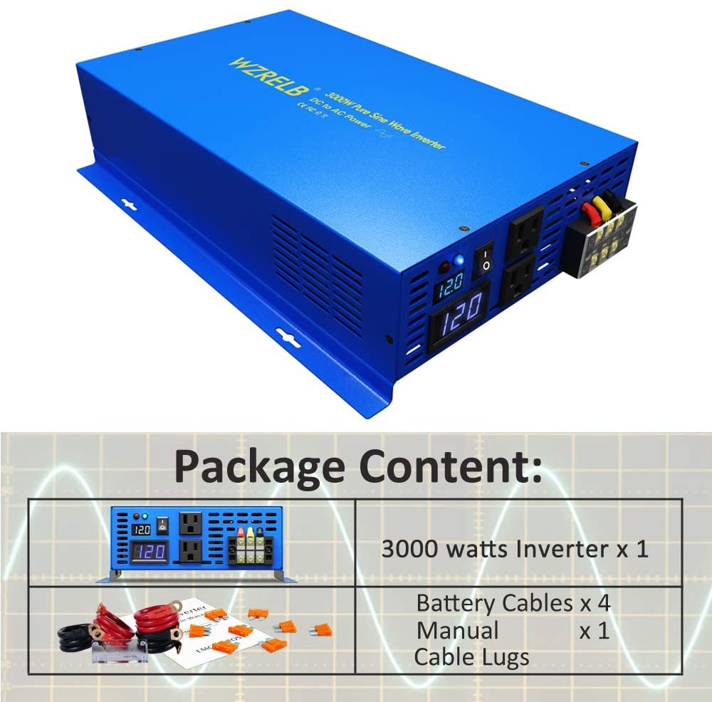 Inverter Pure Sine Wave 60Hz 120V 3000W - Pure Sine Wave Power Inverter 3000W