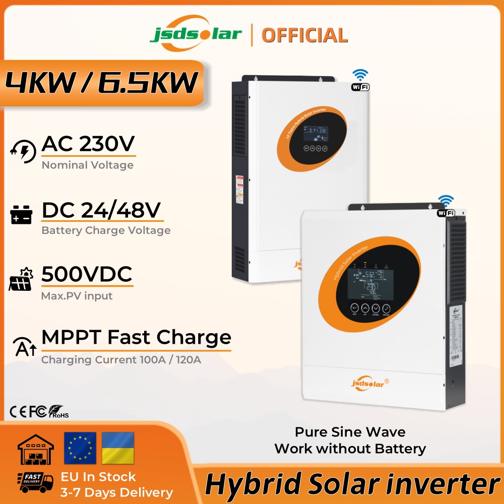JSDSolar 4KW 6.5KW Hybrid Sola - Hybrid Solar Inverter 5.5Kw Mppt 48V recension och pris