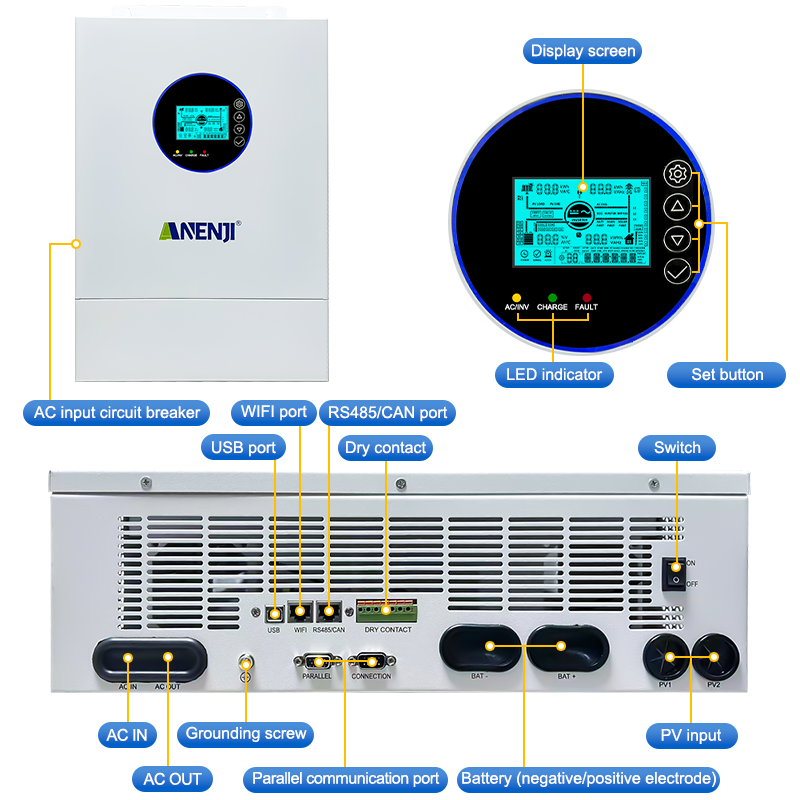 ANENJI Split Phase 12KW 48V Hy - Off Grid Solar Inverter 48V 6000W recension och pris