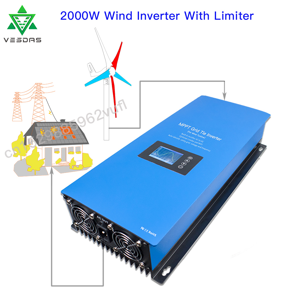 1000W 2000W Wind MPPT Power On - Grid Tie Inverter Limiter 2000W recension och pris