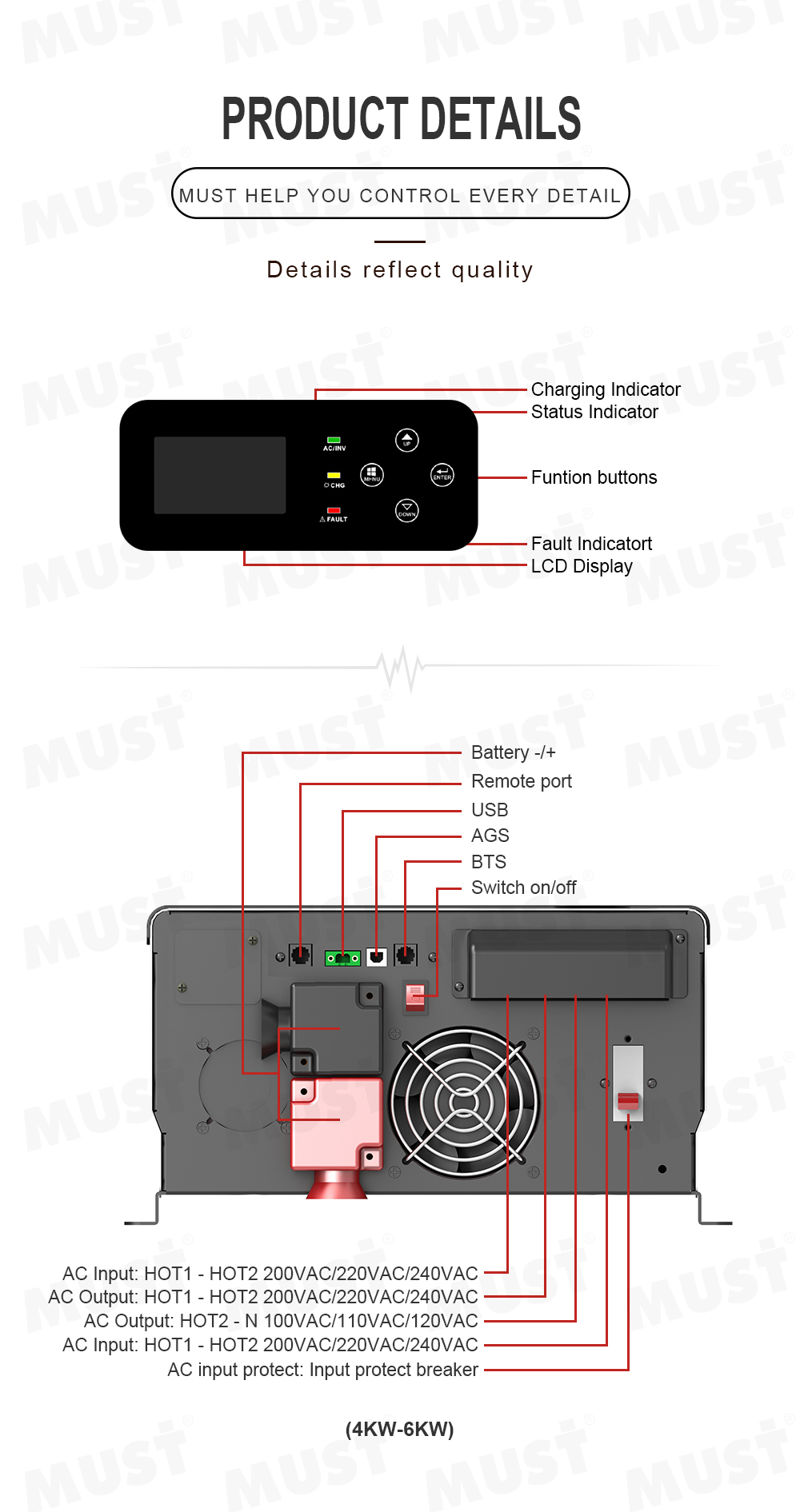 Must Best Selling 110V 120V 22 - Pure Sine Wave Inverter 5000W 48V 220V recension och pris