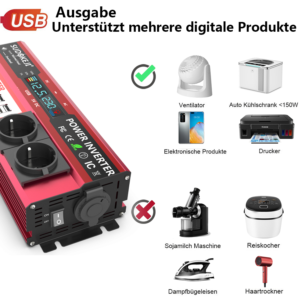 12V To 220V 4000W Peak Power I - Power Inverter 12V 220V 4000W Continuous recension och pris